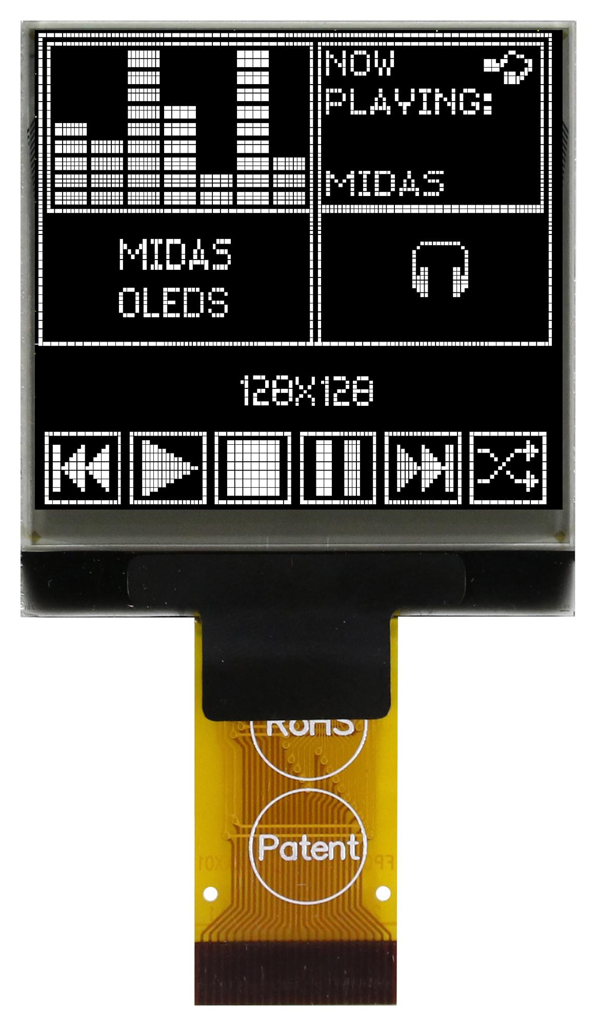 Midas Displays Mcot128128C1V-Wm