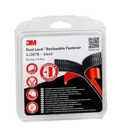 3M Sj387B, Black, 2.5M X 25mm