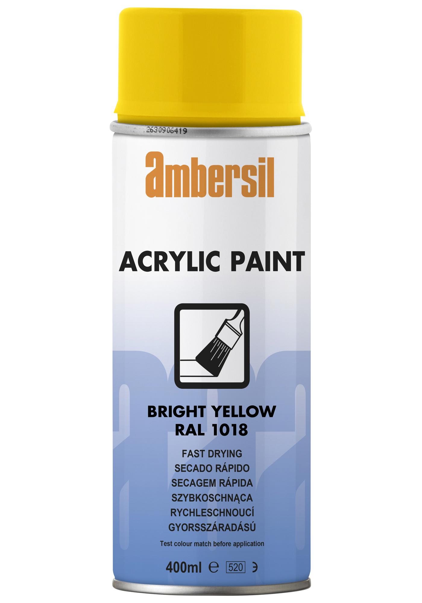 Ambersil Acrylic Paint, Yellow Ral 1018, 400Ml