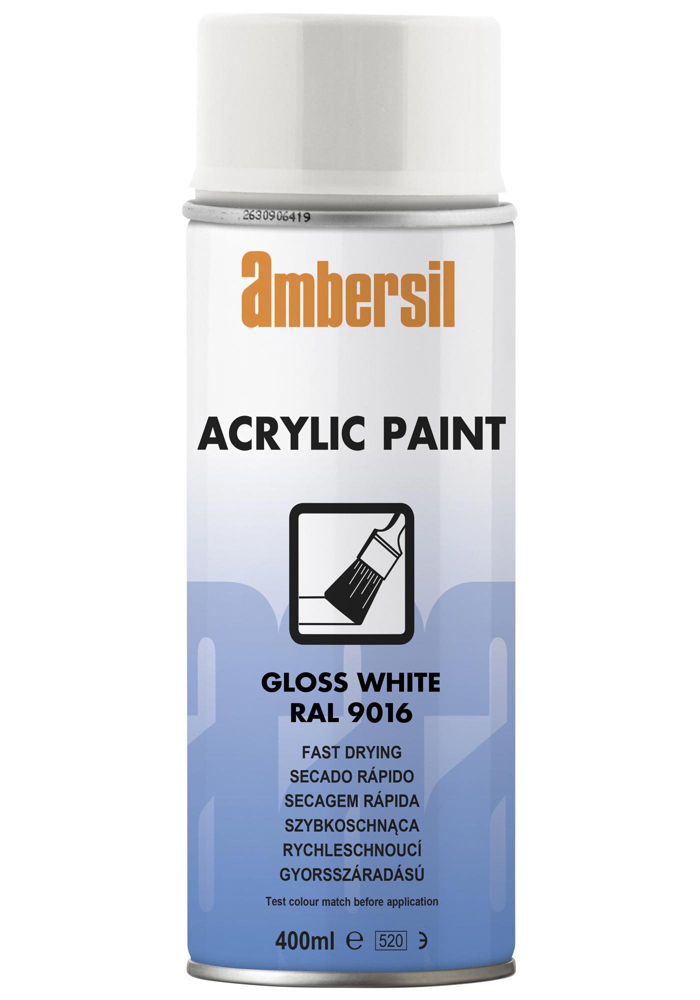 Ambersil Acrylic Paint, White Ral 9016, 400Ml