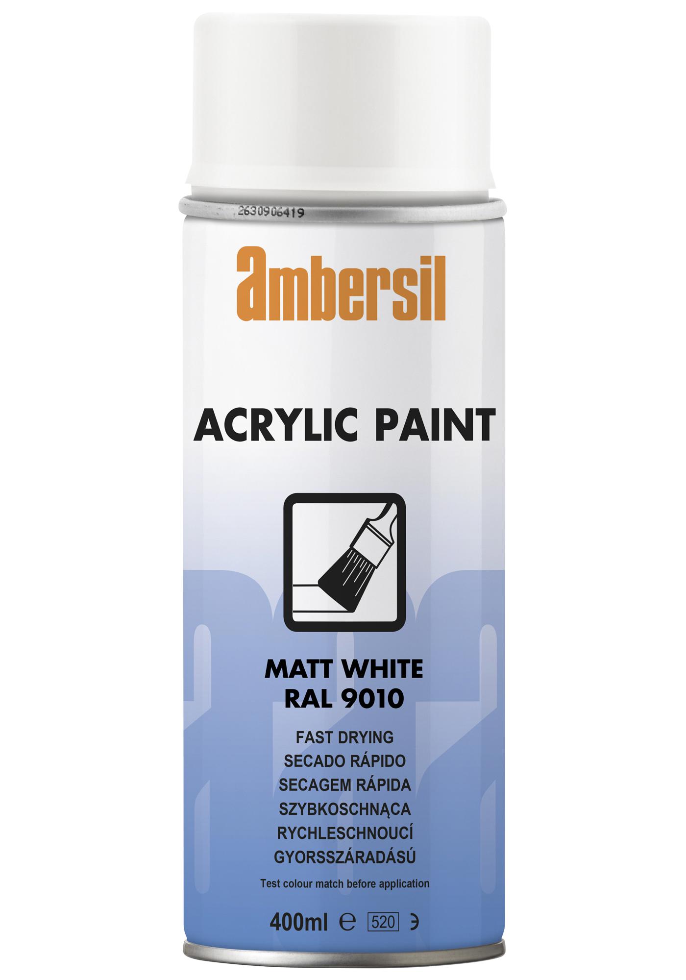 Ambersil Acrylic Paint, White Ral 9010, 400Ml