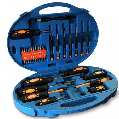 Screwdriver Kit, Phillips, Torx, Hex, Slotted, Assorted Accessories 